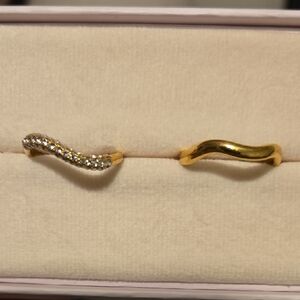 Gold and Silver Wave Ring Set